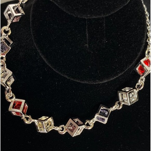 🥰Silver925 Multicolor Stone Cube Bracelet - Picture 7 of 11